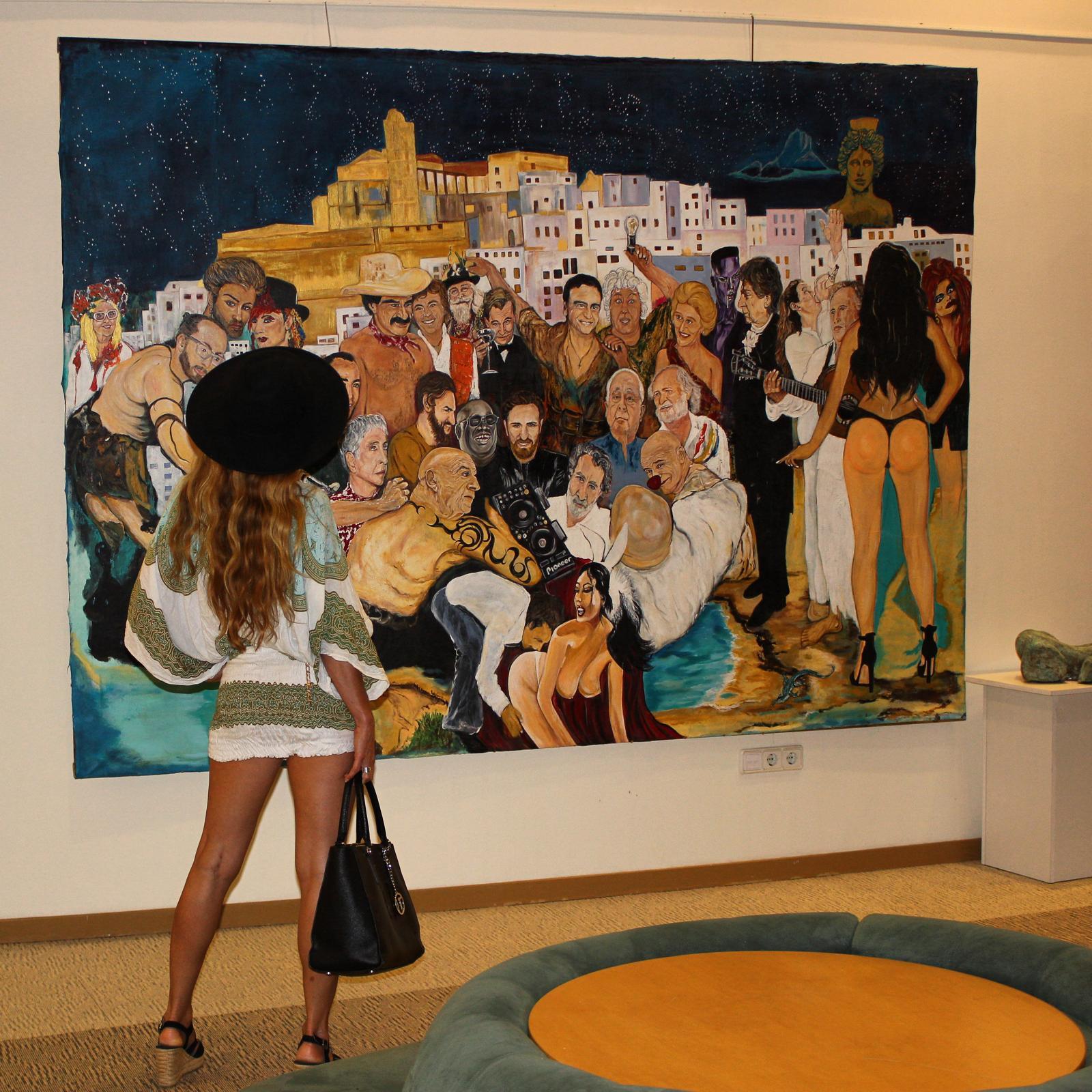 Legend hung in the gallery, a visitor standing before it